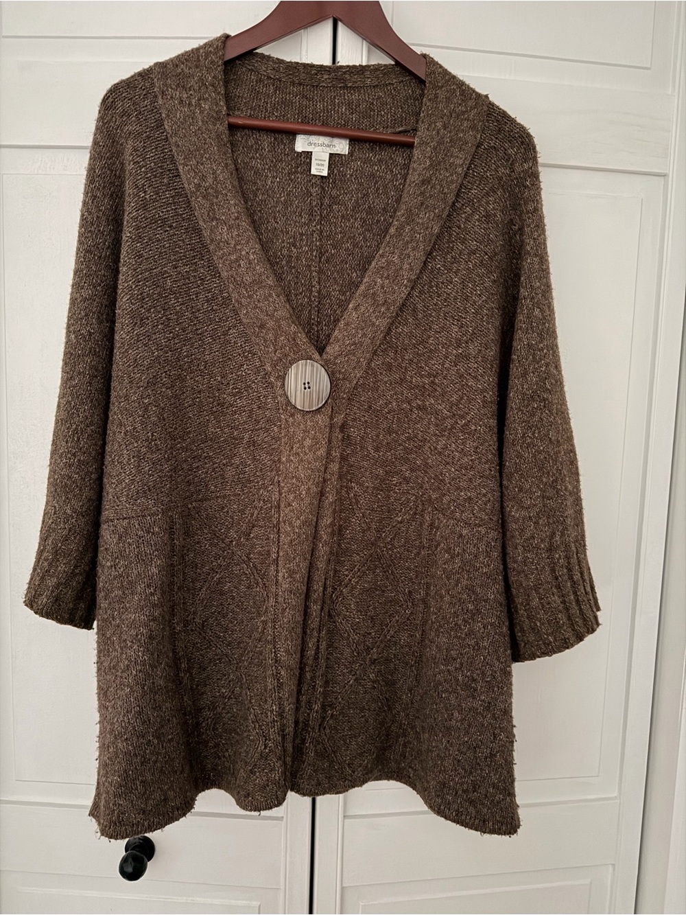 Dress Barn Brown Cozy Single-Button Knit Cardigan